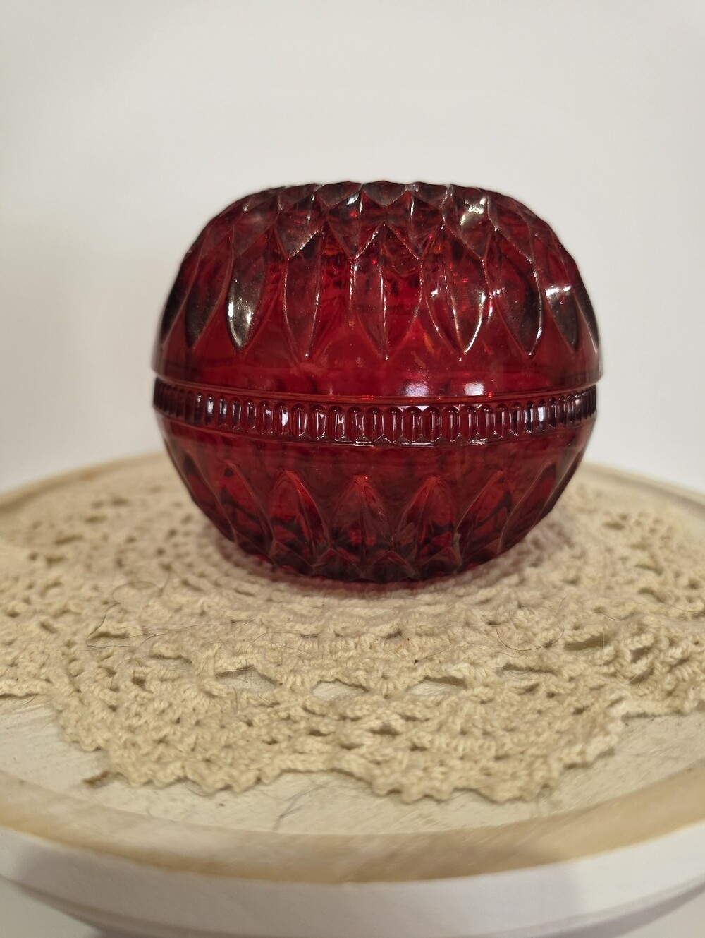 Vintage Ruby Red Indiana Glass Mount Vernon Fairy Lamp